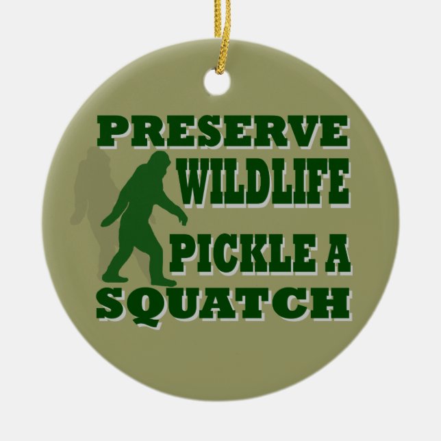 Preserve wildlife pickle a squatch ceramic tree decoration (Front)