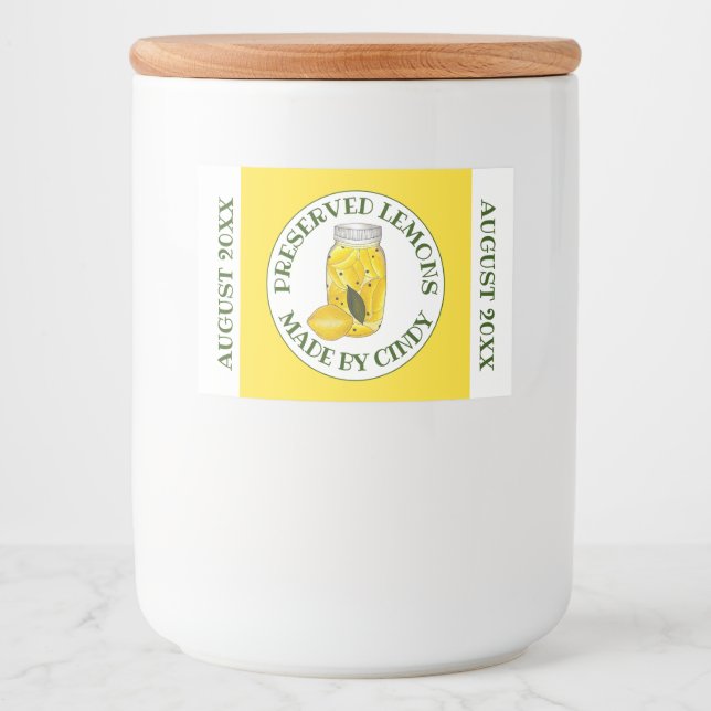 Preserved Lemons Citrus Fruit Home Canning Made By Food Label (Front)