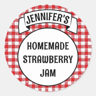 Preserves Jam Jelly Jar Red Plaid Gingham Label