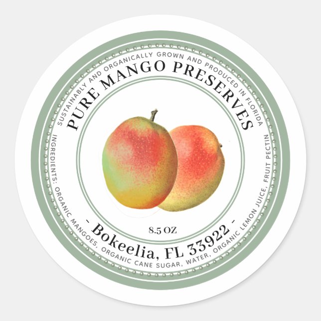 Preserves Label Vintage USDA Mango Illustration (Front)