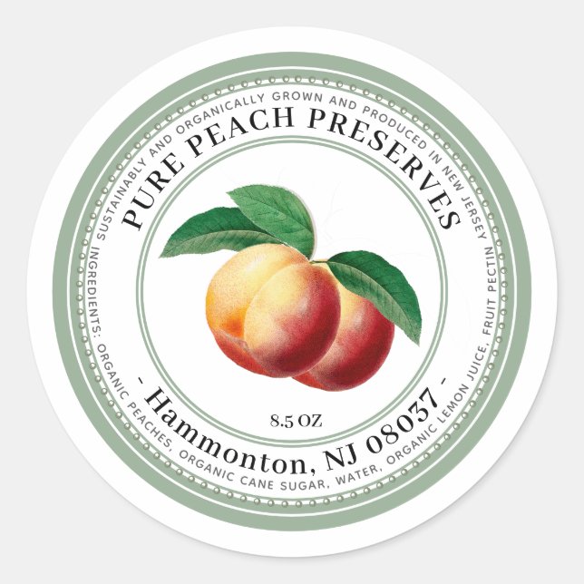 Preserves Label with Vintage Peach Illustration (Front)