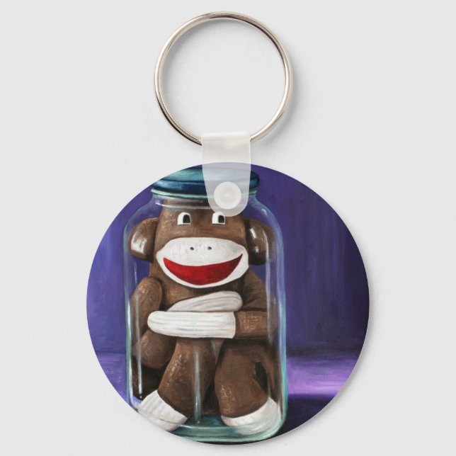 Preserving Childhood with Sock Monkey Key Ring (Front)