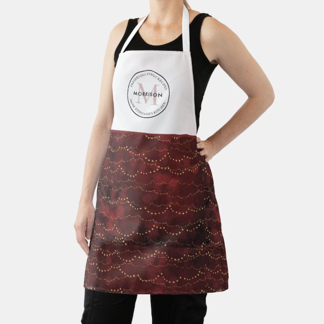 Preserving Family Recipes Burgundy Christmas Apron (Insitu)
