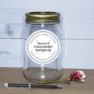 Preserving Family Recipes Periwinkle Blue Monogram Classic Round Sticker
