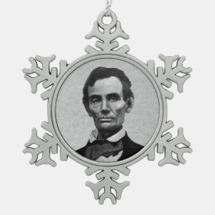 President Abe Lincoln Snowflake Pewter Christmas Ornament