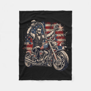 President Abraham Abe Lincoln Riding A Motorcycle Fleece Blanket