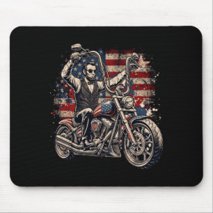 President Abraham Abe Lincoln Riding A Motorcycle Mouse Mat