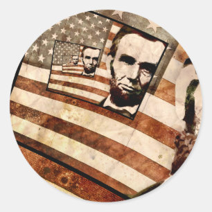 President Abraham Lincoln Patriotic Flag Classic Round Sticker