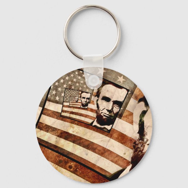President Abraham Lincoln Patriotic Flag Key Ring (Front)