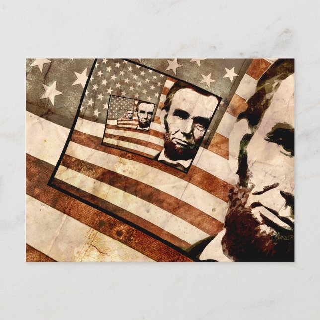 President Abraham Lincoln Patriotic Flag Postcard (Front)