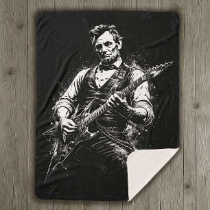 President Abraham Lincoln Playing Guitar Sherpa Blanket