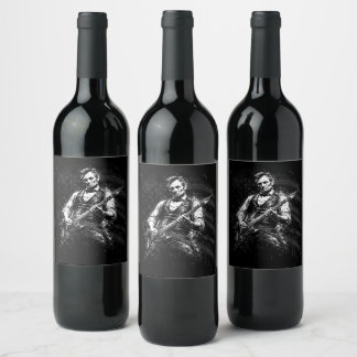 President Abraham Lincoln Playing Guitar Wine Label