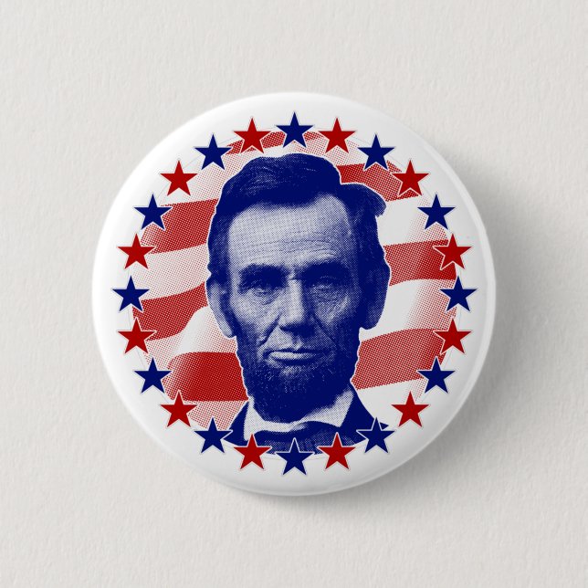 President Abraham Lincoln Stars and Stripes 6 Cm Round Badge (Front)