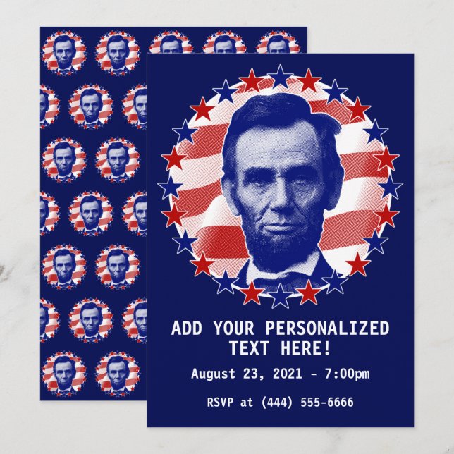 President Abraham Lincoln Stars and Stripes Invita Invitation (Front/Back)