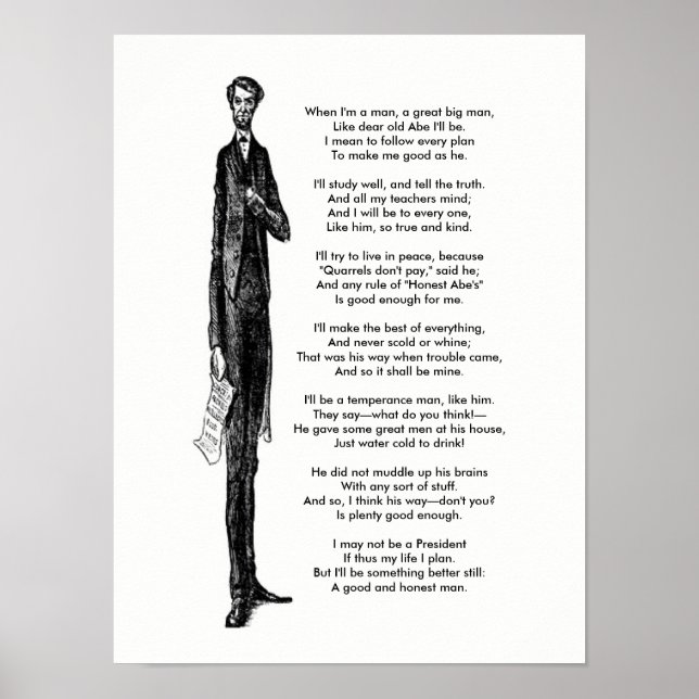 President Abraham Lincoln Tribute Vintage Poem Poster (Front)