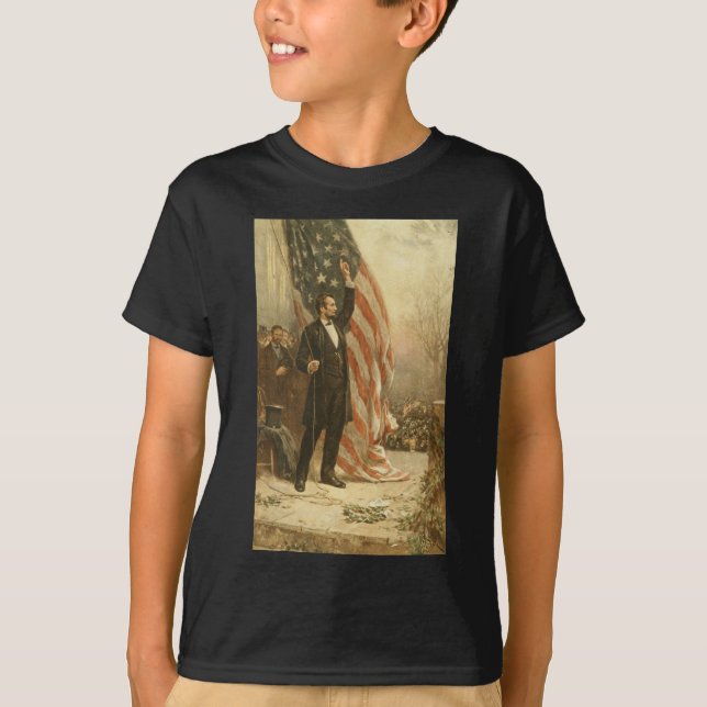 President Abraham Lincoln Under the American Flag T-Shirt (Front)