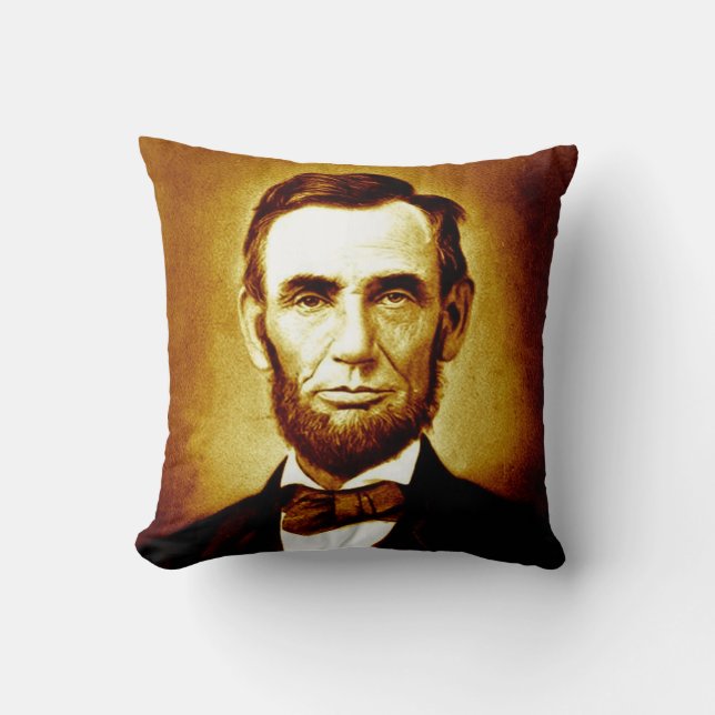 President Abraham Lincoln Vintage Portrait Sepia Cushion (Front)