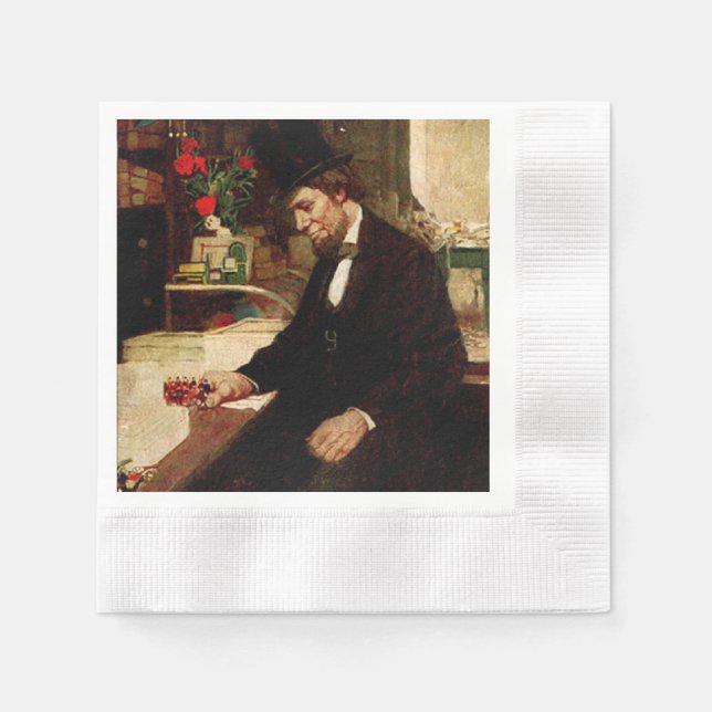 President Abraham Lincoln with Rose and Hat Napkin (Front)