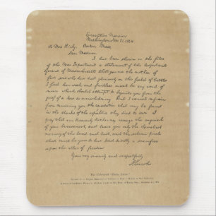 President Abraham Lincoln's Letter to Mrs. Bixby Mouse Mat