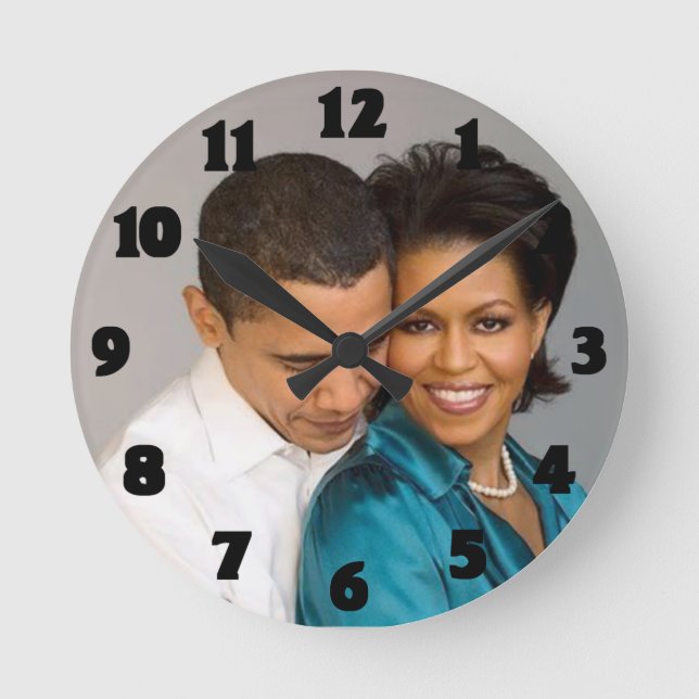 PRESIDENT AND MRS. OBAMA-CLOCK ROUND CLOCK (Front)