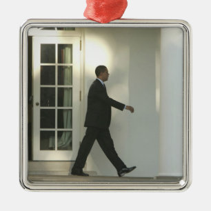 President Barack in deep thought as he walks Metal Tree Decoration