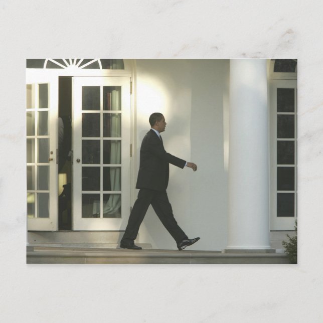 President Barack in deep thought as he walks Postcard (Front)