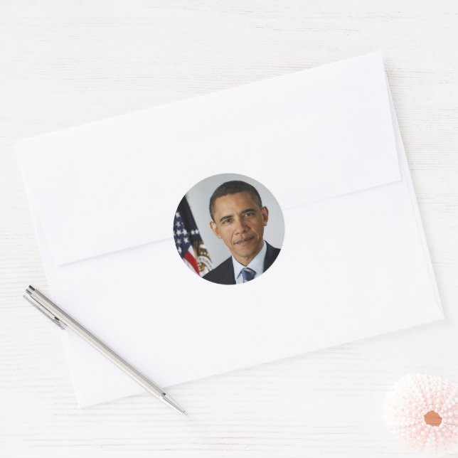 President Barack Obama 1st Term Official Portrait Classic Round Sticker (Envelope)