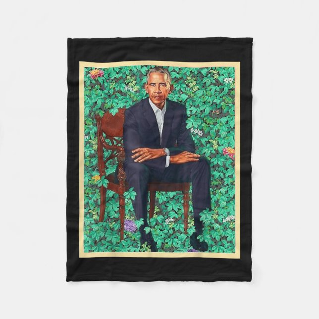 President Barack Obama 2028 Portrait Patriotic Dem Fleece Blanket (Front)
