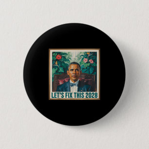 President Barack Obama 2028 Rtrait Patriotic Democ 6 Cm Round Badge