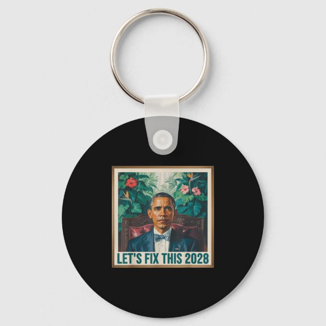 President Barack Obama 2028 Rtrait Patriotic Democ Key Ring (Front)
