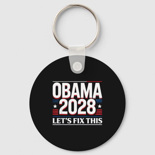 President Barack Obama 2028 Rtrait Patriotic Democ Key Ring (Front)