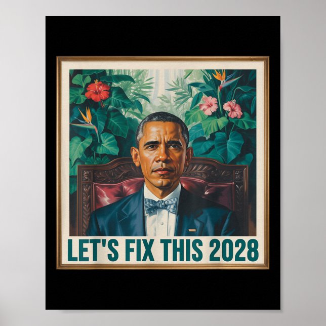 President Barack Obama 2028 Rtrait Patriotic Democ Poster (Front)