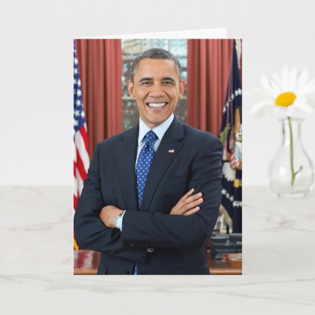 President Barack Obama 2nd Term 5x7 Birthday Card (Small Plant)