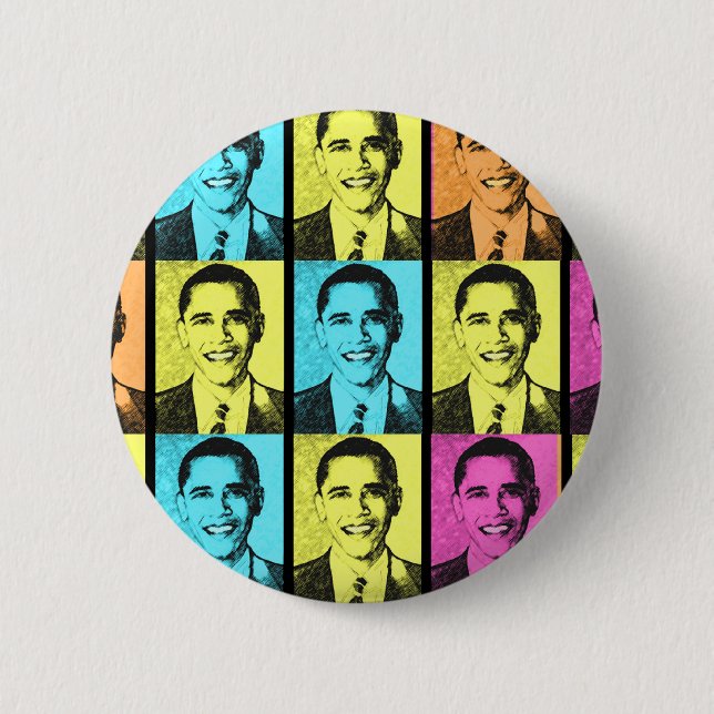 PRESIDENT BARACK OBAMA . 6 CM ROUND BADGE (Front)