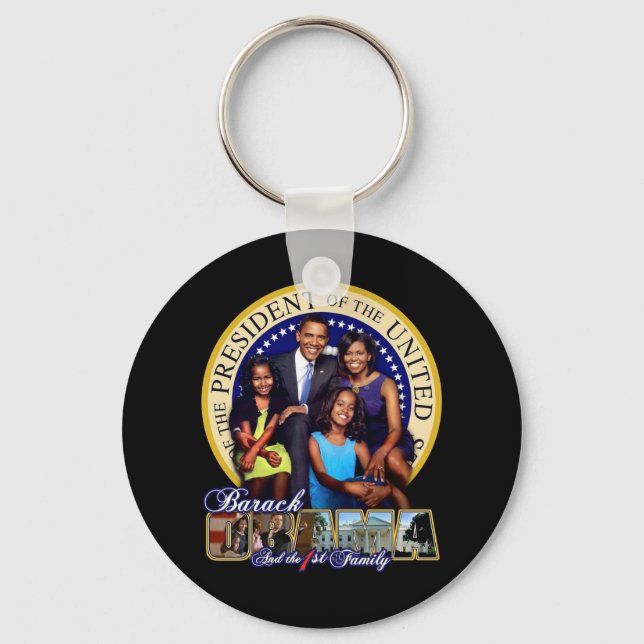 PRESIDENT BARACK OBAMA AND FAMILY KEY RING (Front)