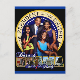 PRESIDENT BARACK OBAMA AND FAMILY POSTCARD