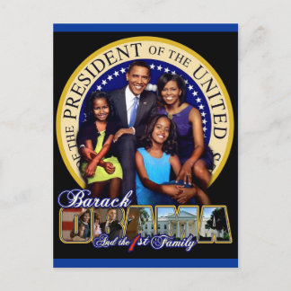 PRESIDENT BARACK OBAMA AND FAMILY POSTCARD