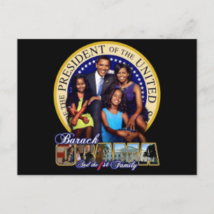 PRESIDENT BARACK OBAMA AND FAMILY POSTCARD