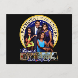 PRESIDENT BARACK OBAMA AND FAMILY POSTCARD