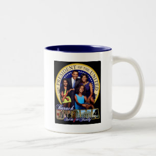 PRESIDENT BARACK OBAMA AND FAMILY Two-Tone COFFEE MUG