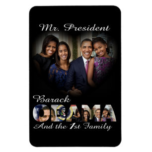 President Barack Obama and First Family Large Magnet