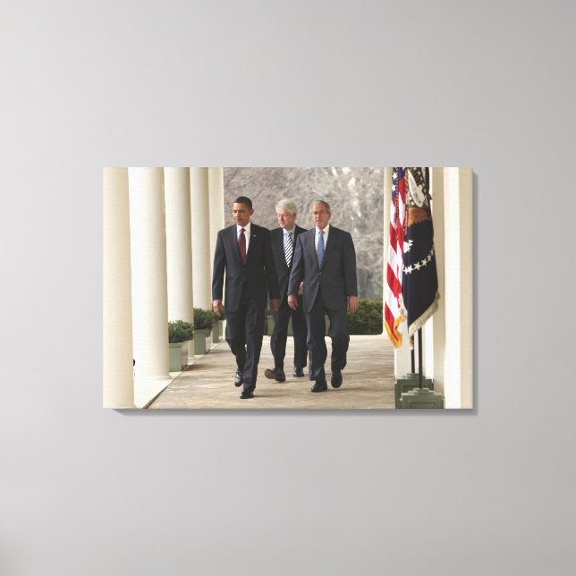 President Barack Obama and former presidents Canvas Print (Front)