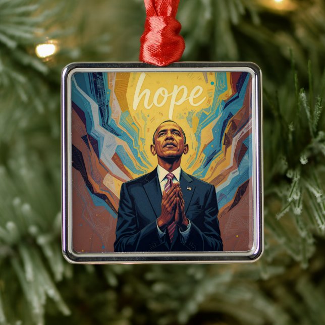 President Barack Obama and the Message of Hope  Metal Tree Decoration (Tree)