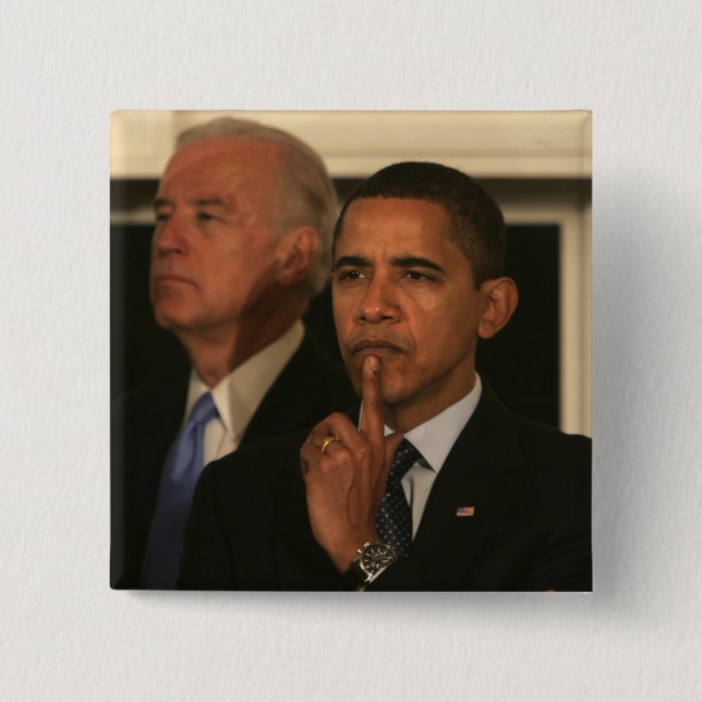 President Barack Obama and Vice President 15 Cm Square Badge (Front)