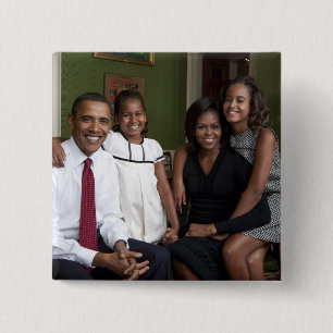 President Barack Obama & Family 15 Cm Square Badge