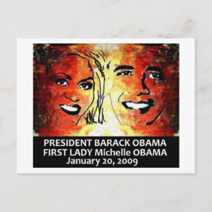PRESIDENT BARACK OBAMA FIRST LADY MICHELLE OBAMA POSTCARD