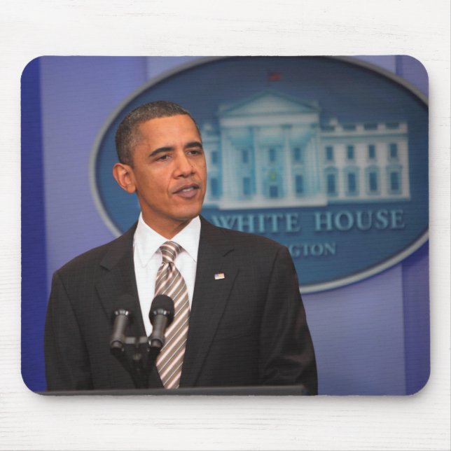 President Barack Obama makes an announcement Mouse Mat (Front)