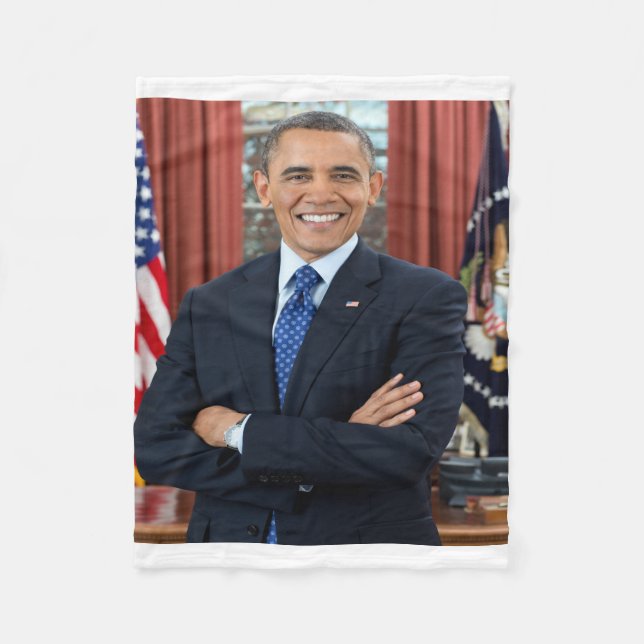 President Barack Obama Portrait Fleece Blanket (Front)