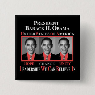 PRESIDENT BARACK OBAMA - RED 15 CM SQUARE BADGE