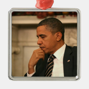 President Barack Obama reflects as he meets Metal Tree Decoration